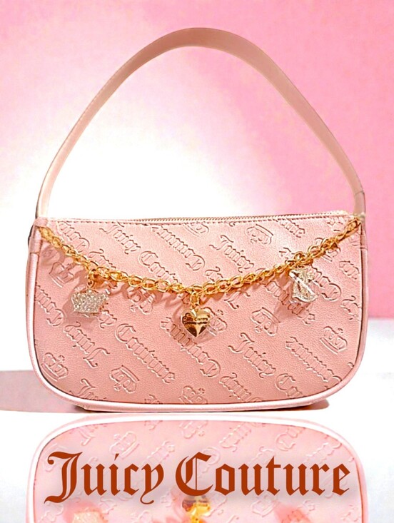 Juicy Couture Handbags - 👑 Juicy Couture Pink Embossed Shoulder Bag w/Gold Charms